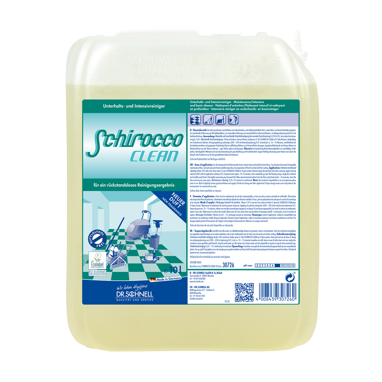 Dr. Schnell Bodenreiniger SCHIROCCO CLEAN, Konzentrat - 10 Liter - Kanister
